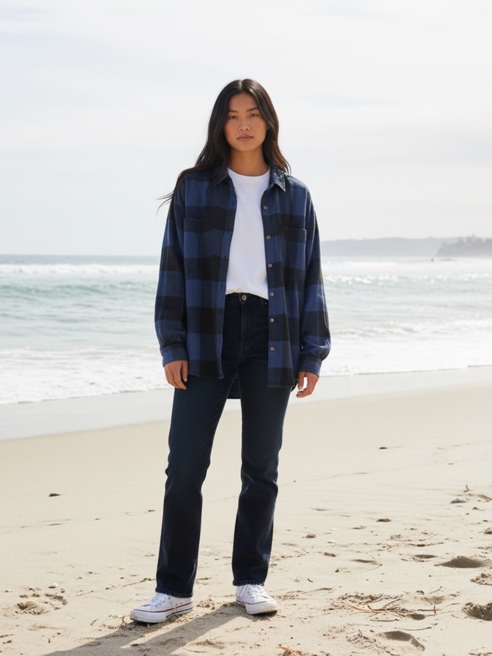 aerie lumber Jane oversized flannel shirt - women’s size XL - navy & black plaid